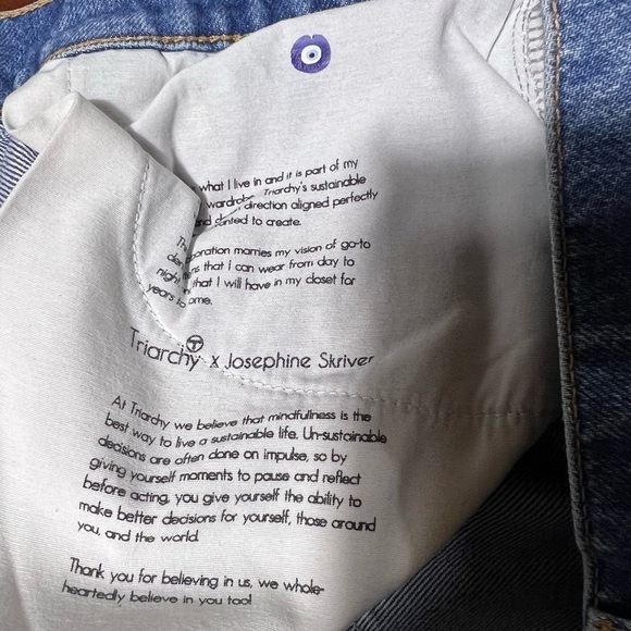 TRIARCHY X Josephine Skriver Jeans High Rise Relaxed Ripped Indigo Wash Size 28 - Picture 12 of 16